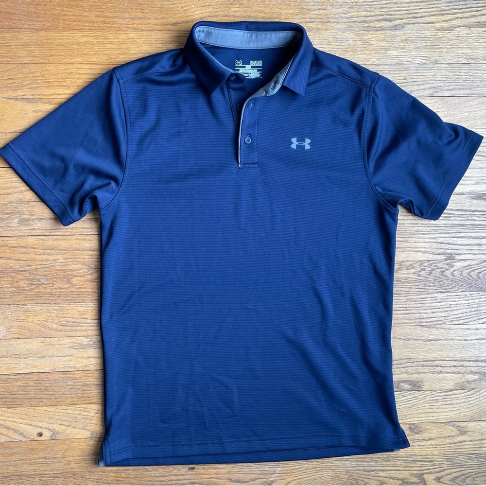 Under Armour Mens Loose Fit Navy Golf Polo Size Medium
